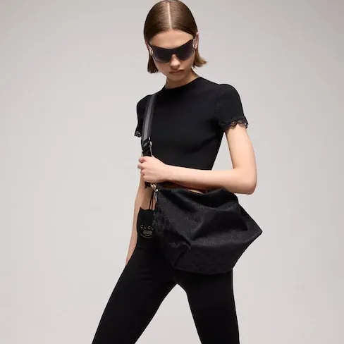 Gucci Brera Medium Crossbody Bag / Grey/ Black Gold Hardware A00B4O AAHHD 1094