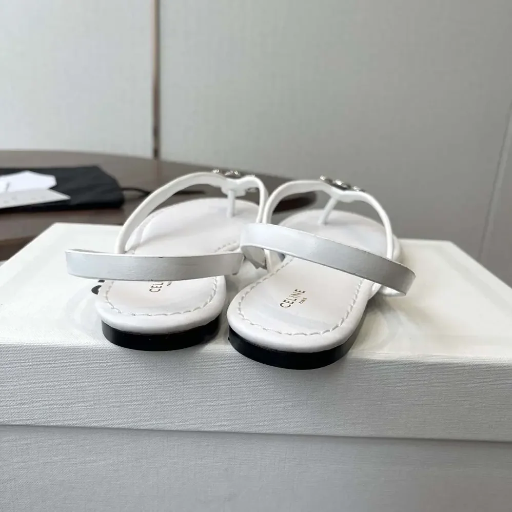 Celine Biki Sandal in Calfskin for Women in White