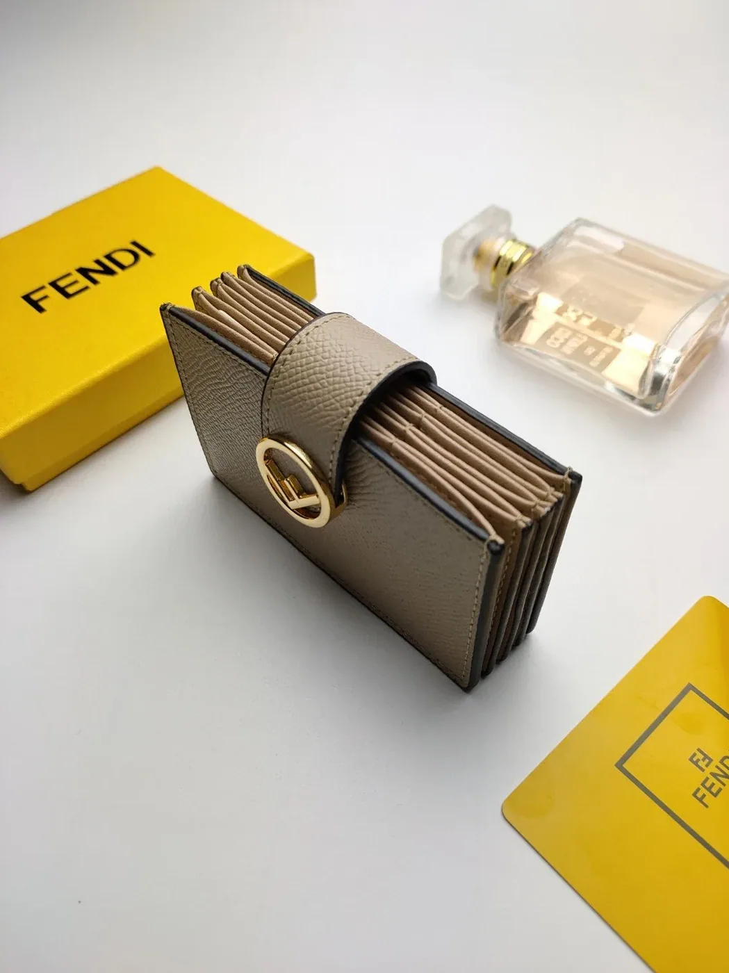 Fendi Card Holder Light Grey With Light Grey Gusseted Card Holder / FF 8M0301A18BF0E65