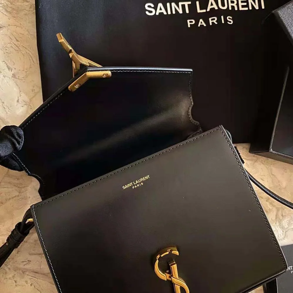 Saint Laurent YSL Cassandra Mini Top Handle Medium Bag in Grain DE Poudre Embossed Leather for Women in Black Saint Laurent YSL Cassandra Mini Top Handle Medium Bag in Grain DE Poudre Embossed Leather for Women in Black