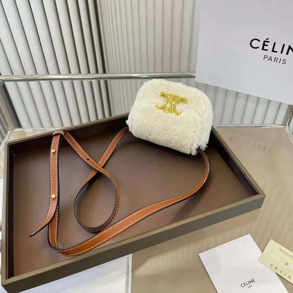 Celine Mini Triomphe in Shearling and Calfskin for Women