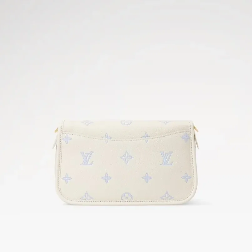 Louis Vuitton Diane Shouder Bag / Milky White/ Blue Gold Hardware