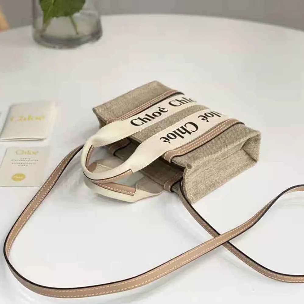 Chloe Mini Woody Tote Bag for Women in Pink