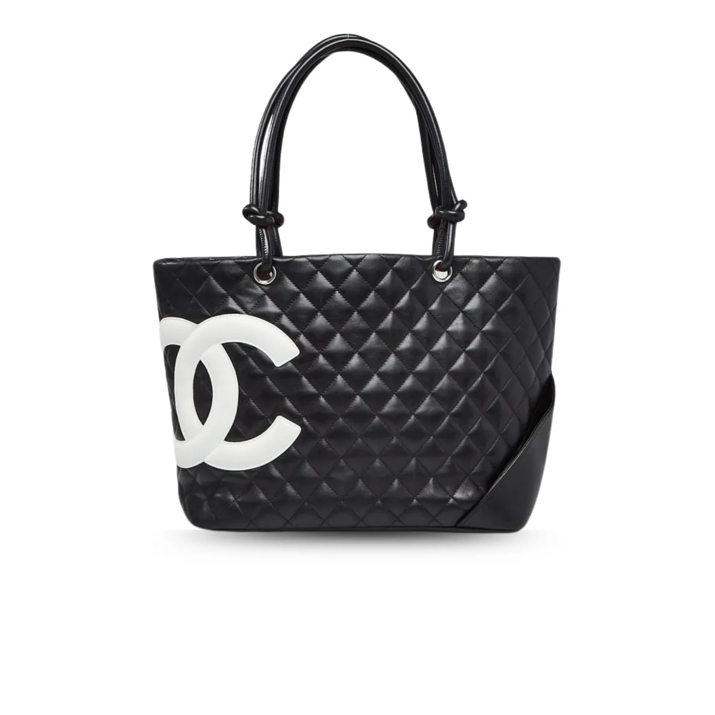 Chanel Cambon Ligne Large Tote Bag in Black/ White Silver Hardware