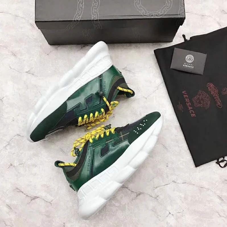 Versace Shoes Chain Reaction Sneaker Tartan for Men in Green Versace Shoes Chain Reaction Sneaker Tartan for Men in Green