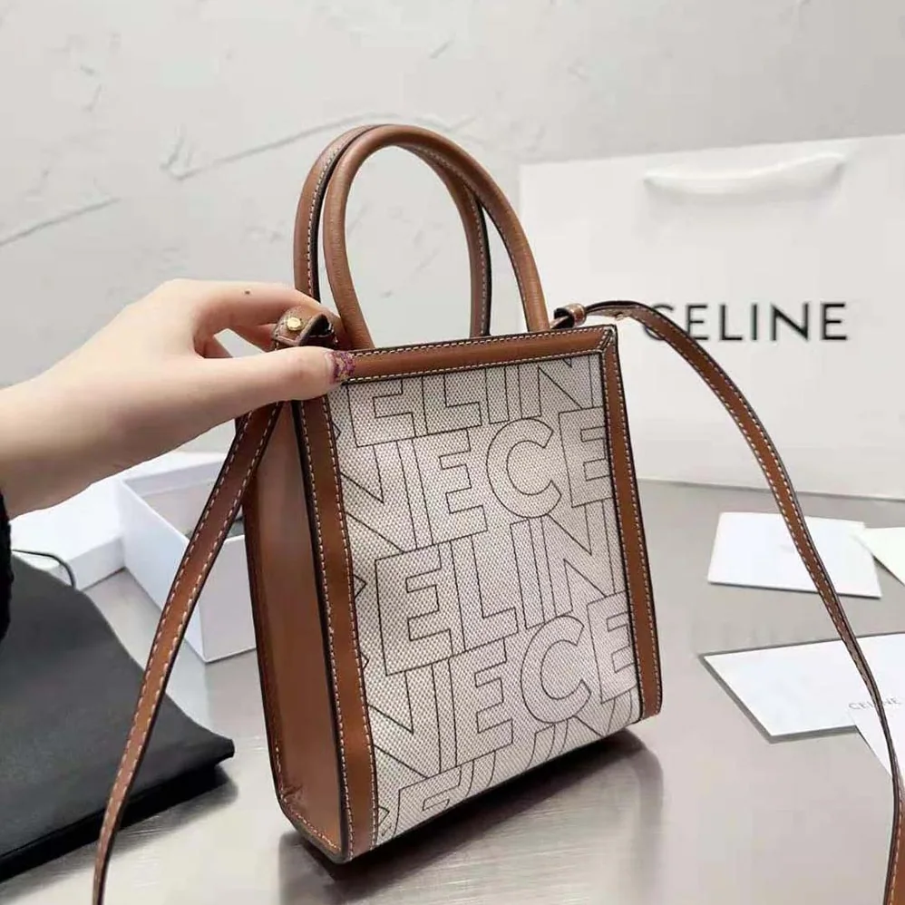 Celine Mini Vertical Cabas Celine in Textile with Celine All for Women in Over Print