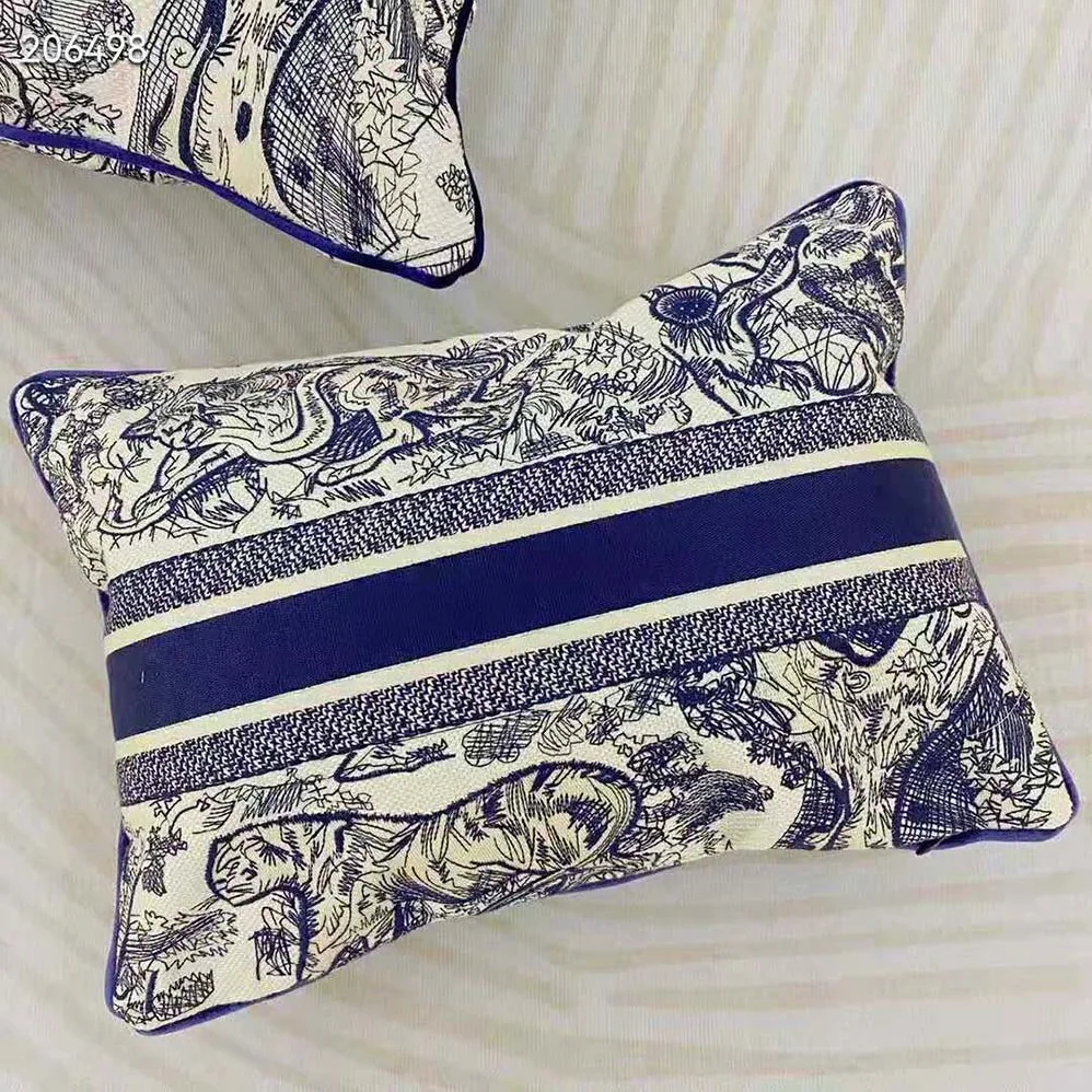 Dior Large Rectangular Pillow Blue Toile de Jouy for Women Dior Large Rectangular Pillow Blue Toile de Jouy for Women
