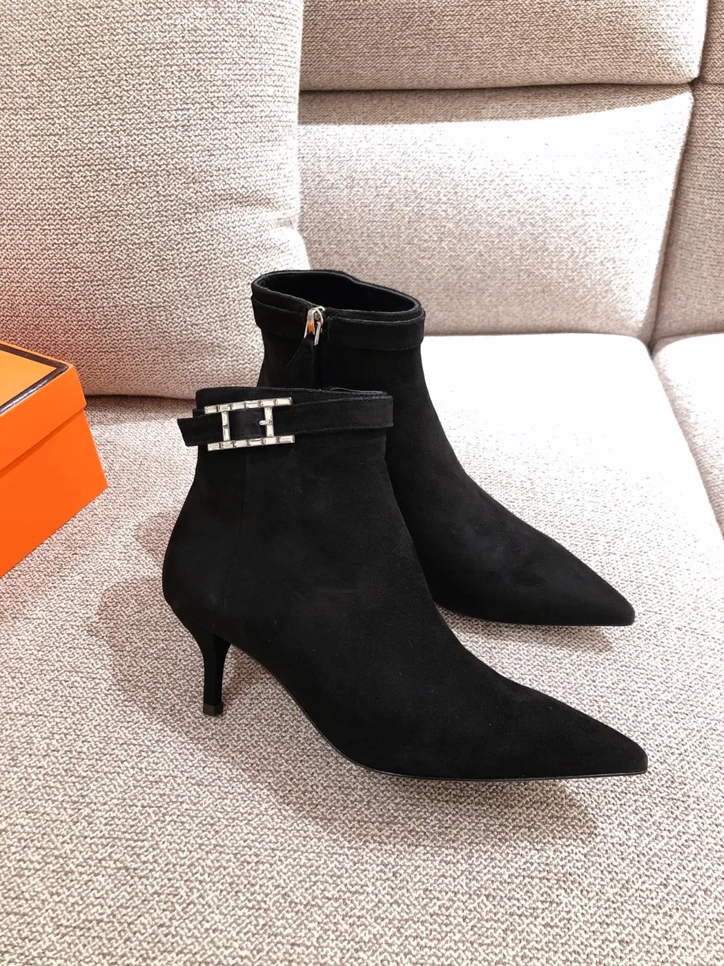 Hermes Blanche Ankle Boots Black /