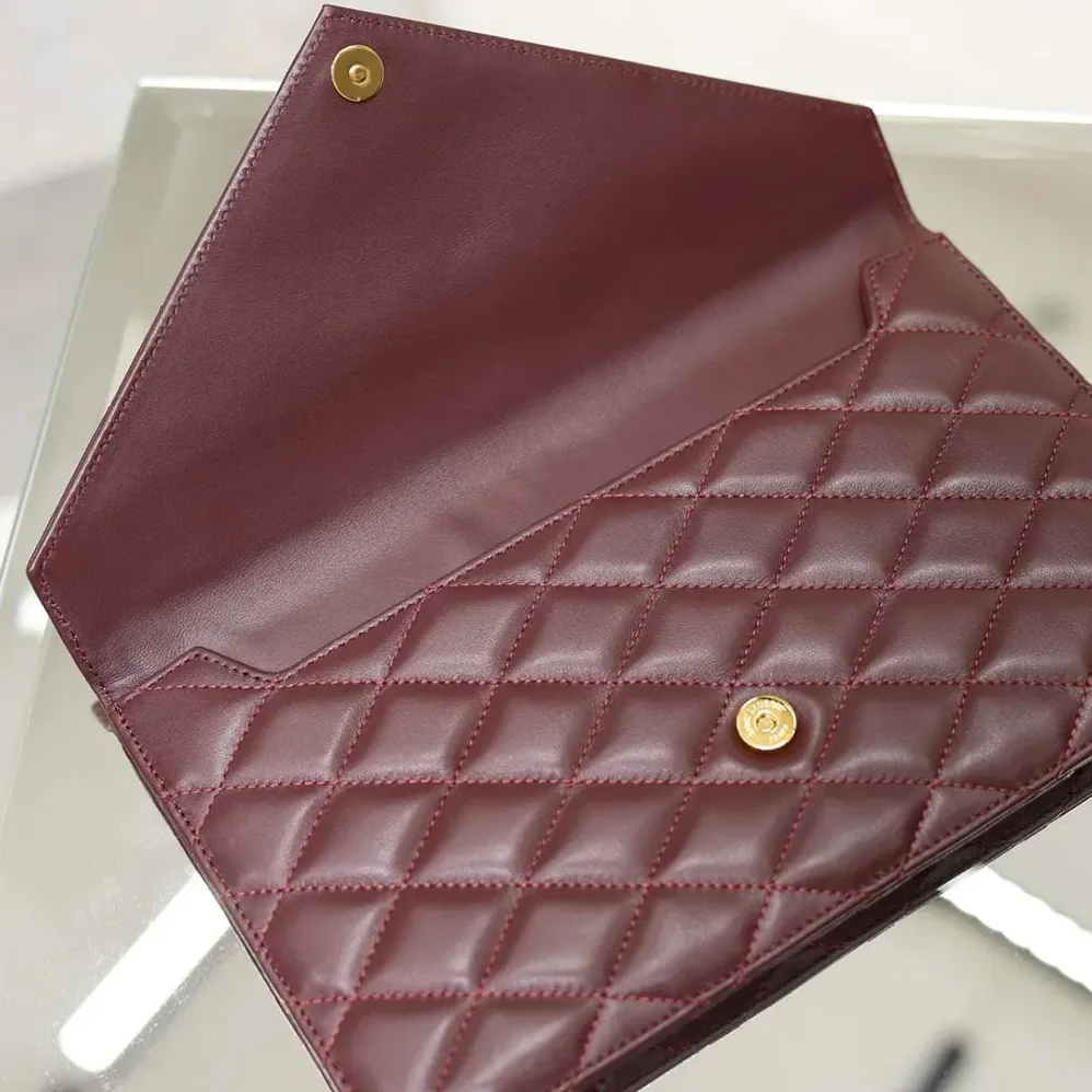 Saint Laurent YSL Paris Pouch In Lambskin Rouge Cabernet for Women Saint Laurent YSL Paris Pouch In Lambskin Rouge Cabernet for Women
