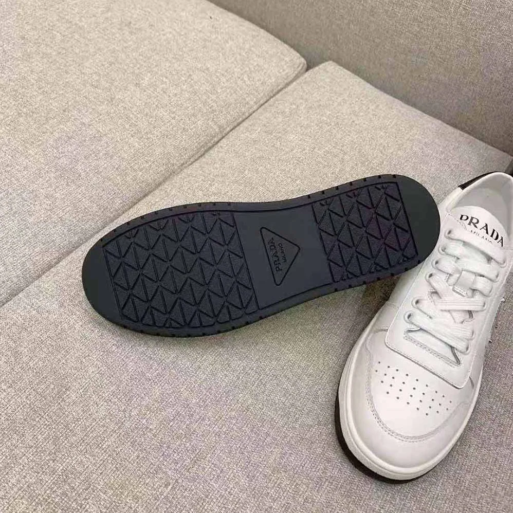 Prada Downtown Perforated Leather Sneakers for Women in White