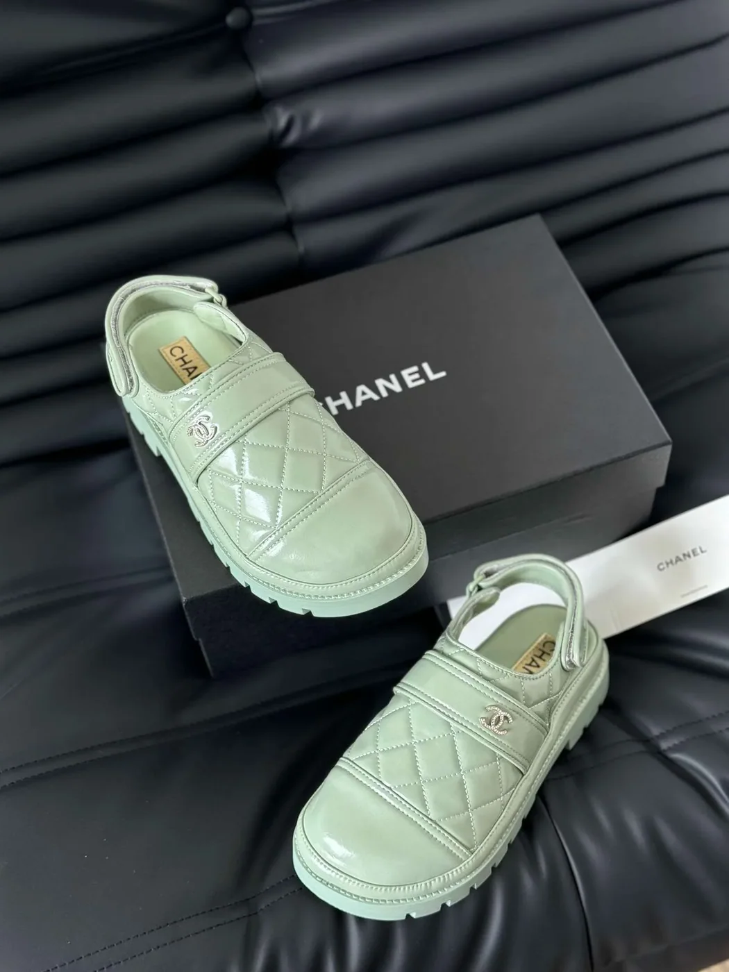 Chanel Velcro Sandal Green