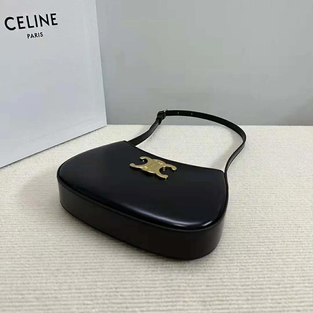 Celine Medium Tilly Bag in Shiny Calfskin for Women in Black
