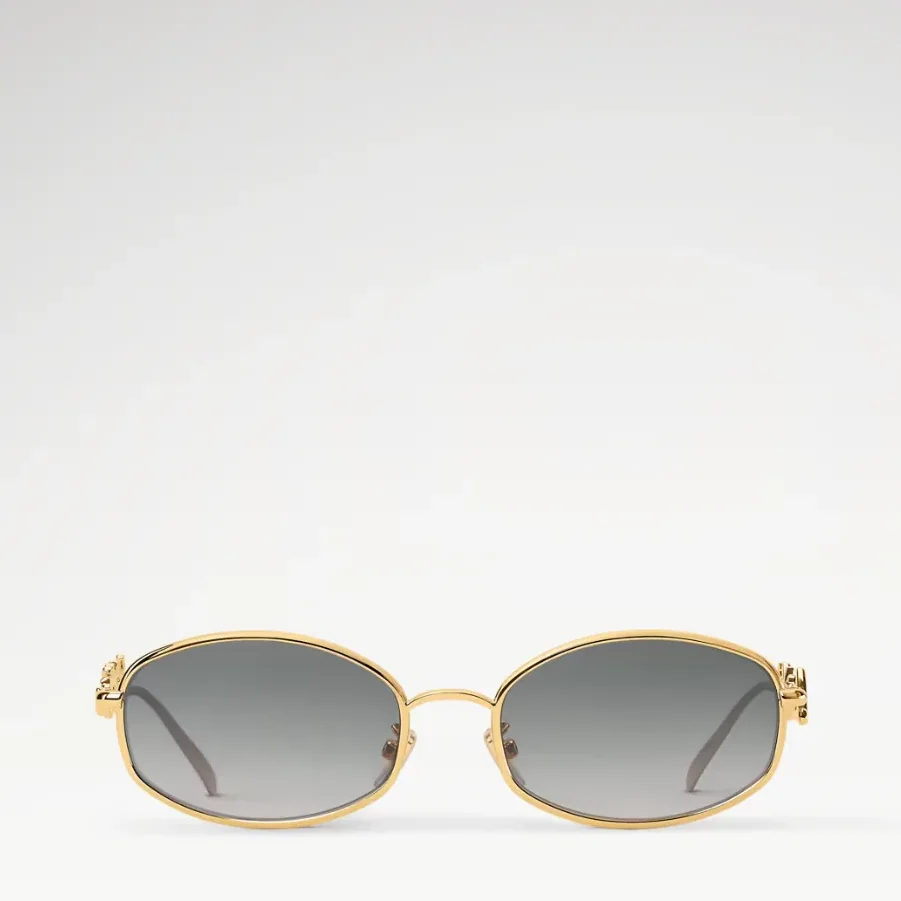 Louis Vuitton LV Script Metal Round Sunglasses Gold Hardware