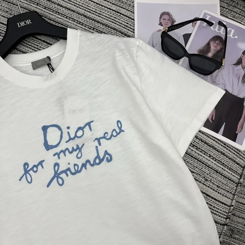 Dior DIOR AND HYLTON NEL T-Shirt Relaxed Fit White Cotton Jersey for Women