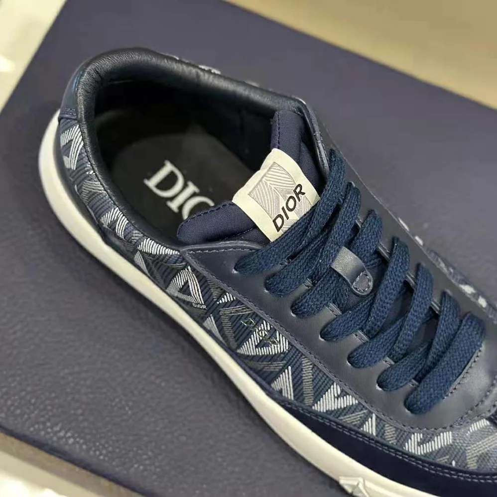 Dior B101 Sneaker Navy Blue CD Diamond Canvas Smooth Calfskin and Nubuck for Men