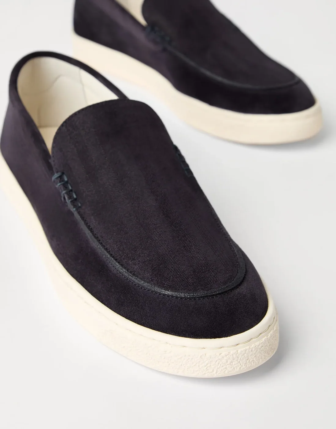 Brunello Cucinelli Chevron Effect Suede Hazelnut Loafers - 252MZUHVSN335 Brunello Cucinelli Chevron Effect Suede Hazelnut Loafers - 252MZUHVSN335