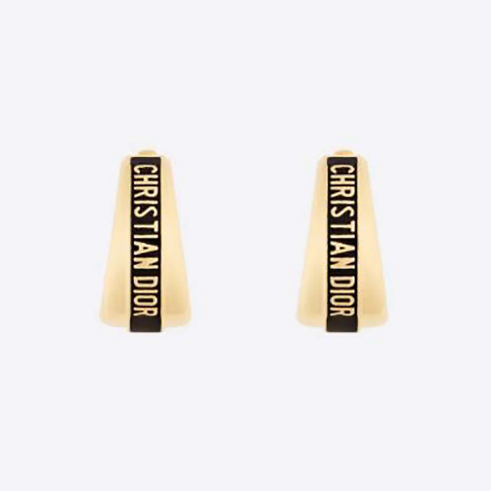 Dior Code Earrings Gold-Finish Metal and Black Lacquer for Women Dior Code Earrings Gold-Finish Metal and Black Lacquer for Women