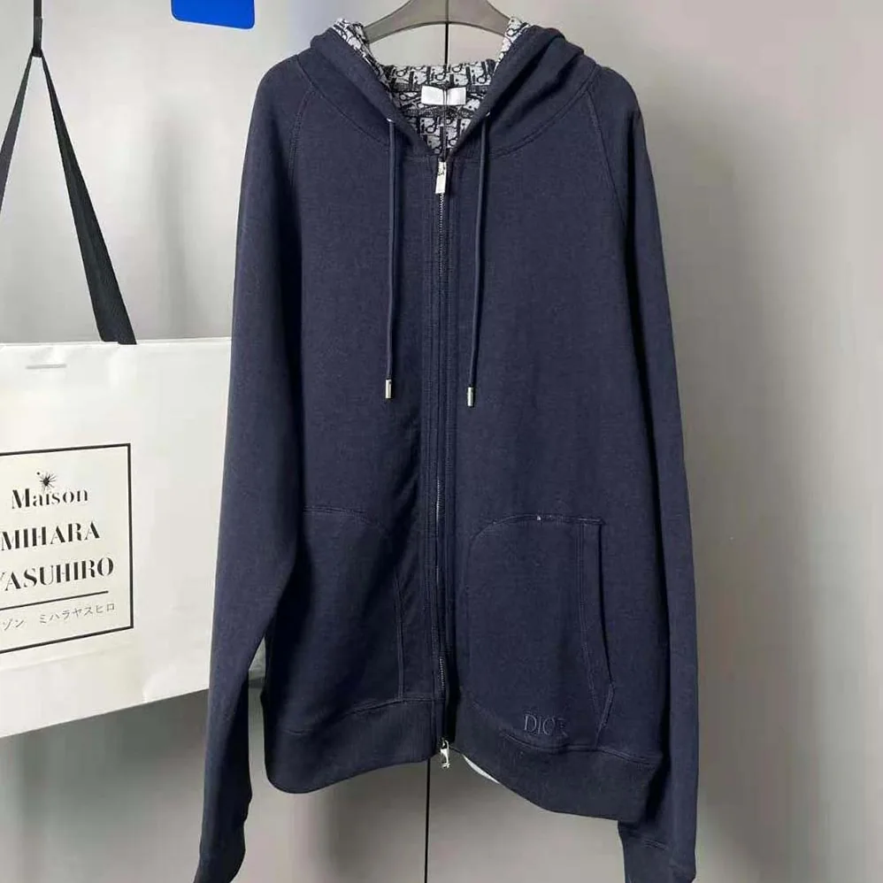 Dior Track Jacket Navy Blue Cotton Knit and Cashmere for Women