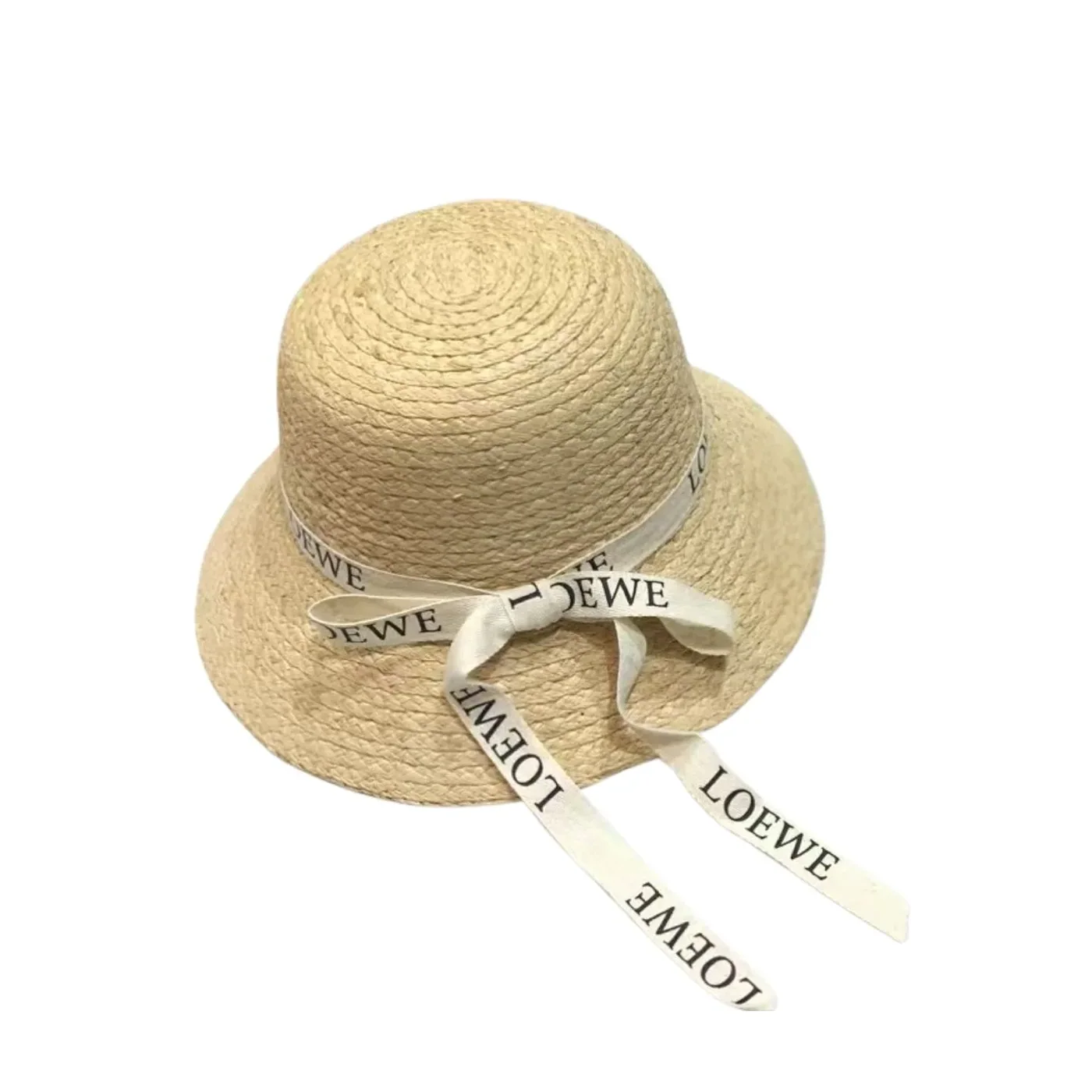 Loewe Straw Sun Hat Raffia With White Ribbon Logo Beige /