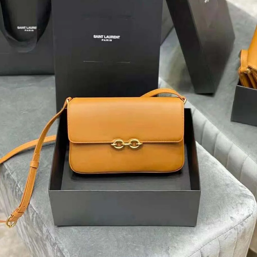 Saint Laurent YSL Le Maillon Satchel in Smooth Leather for Women in Brown Saint Laurent YSL Le Maillon Satchel in Smooth Leather for Women in Brown