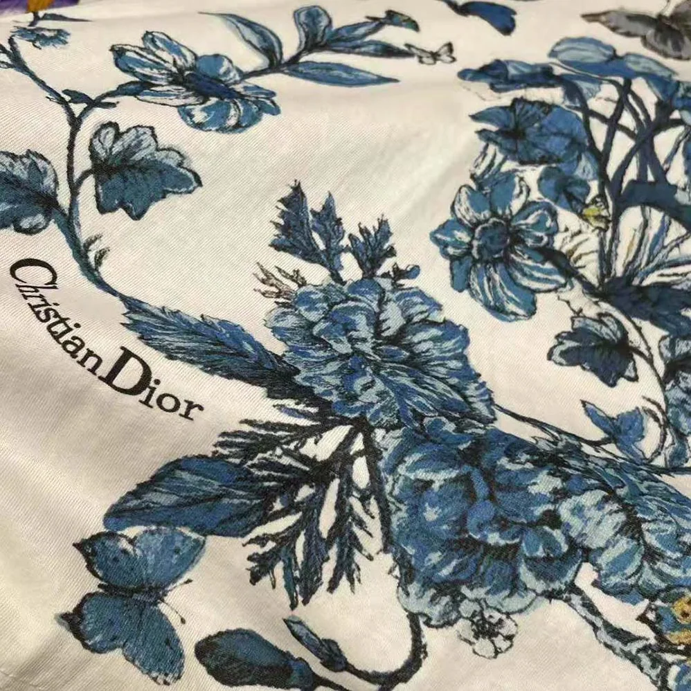 Dior T-Shirt White Cotton Jersey with Pastel Midnight Blue Toile de Jouy Mexico Motif for Women Dior T-Shirt White Cotton Jersey with Pastel Midnight Blue Toile de Jouy Mexico Motif for Women