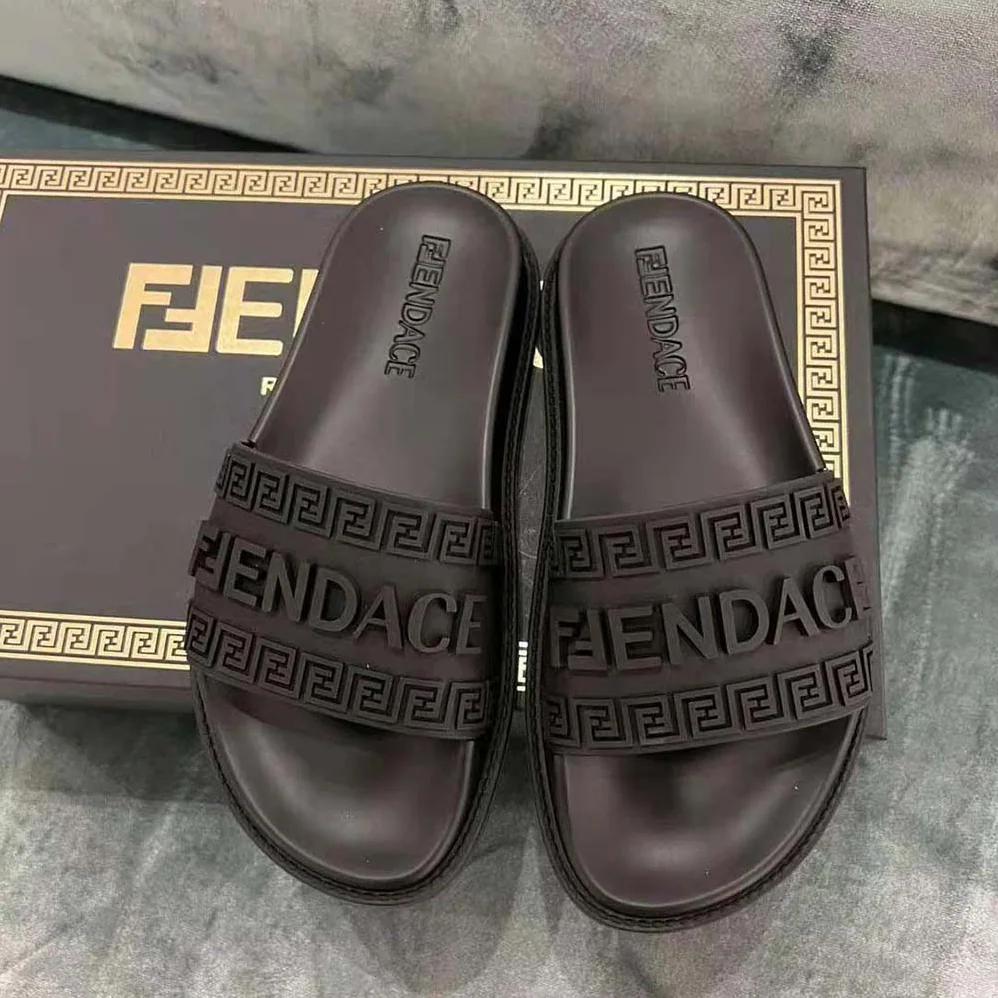 Versace Fendace Logo Sliders for Unisex in Black