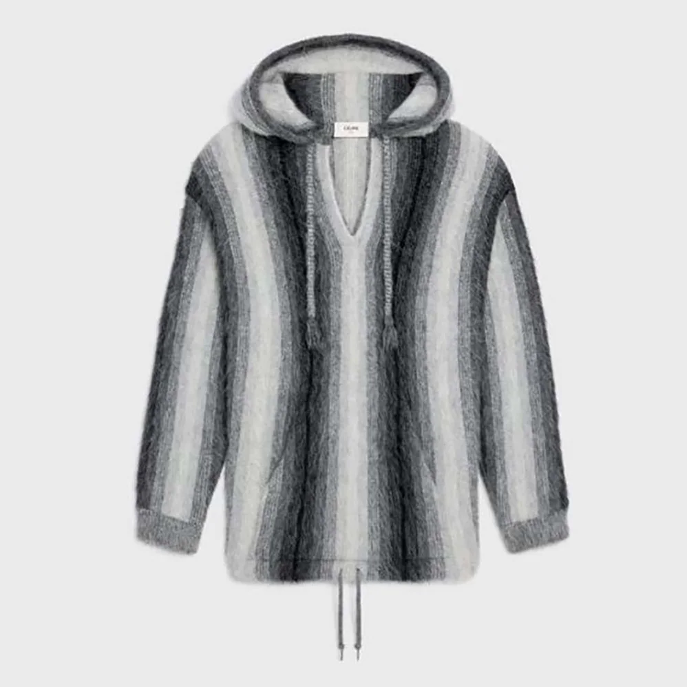 Celine Oversized Baja Pullover in Striped Alpaca Wool for Women Celine Oversized Baja Pullover in Striped Alpaca Wool for Women