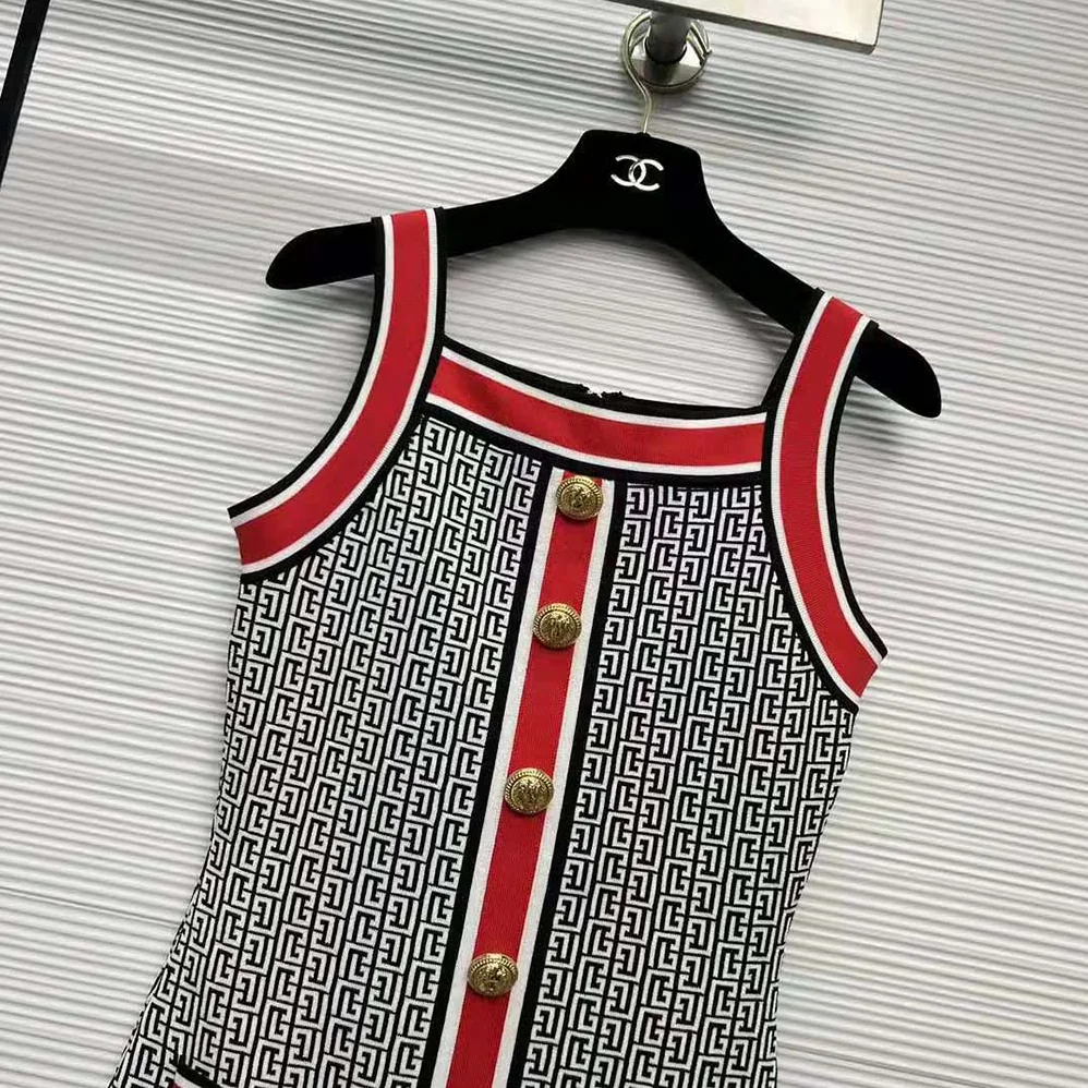 Balmain Short Monogrammed Knit Dress for Women Balmain Short Monogrammed Knit Dress for Women