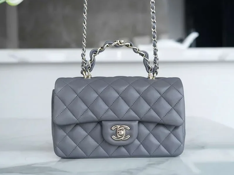 Chanel Rectangular Flap Bag Mini Crossbody in Grey Chanel Rectangular Flap Bag Mini Crossbody in Grey