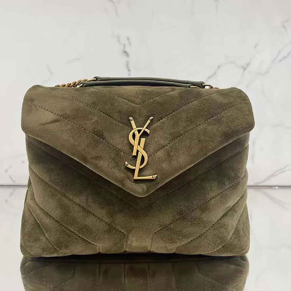 Saint Laurent YSL Loulou Medium in Quilted “Y” Suede for Women in Green Saint Laurent YSL Loulou Medium in Quilted “Y” Suede for Women in Green