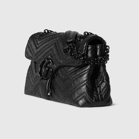 Gucci Marmont Small Shoulder Bag in Black Matelasse Black Hardware