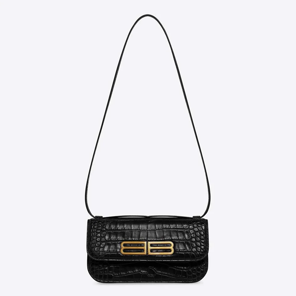 Balenciaga Gossip Small Bag in Extra Supple Crocodile Embossed Calfskin in Black for Women