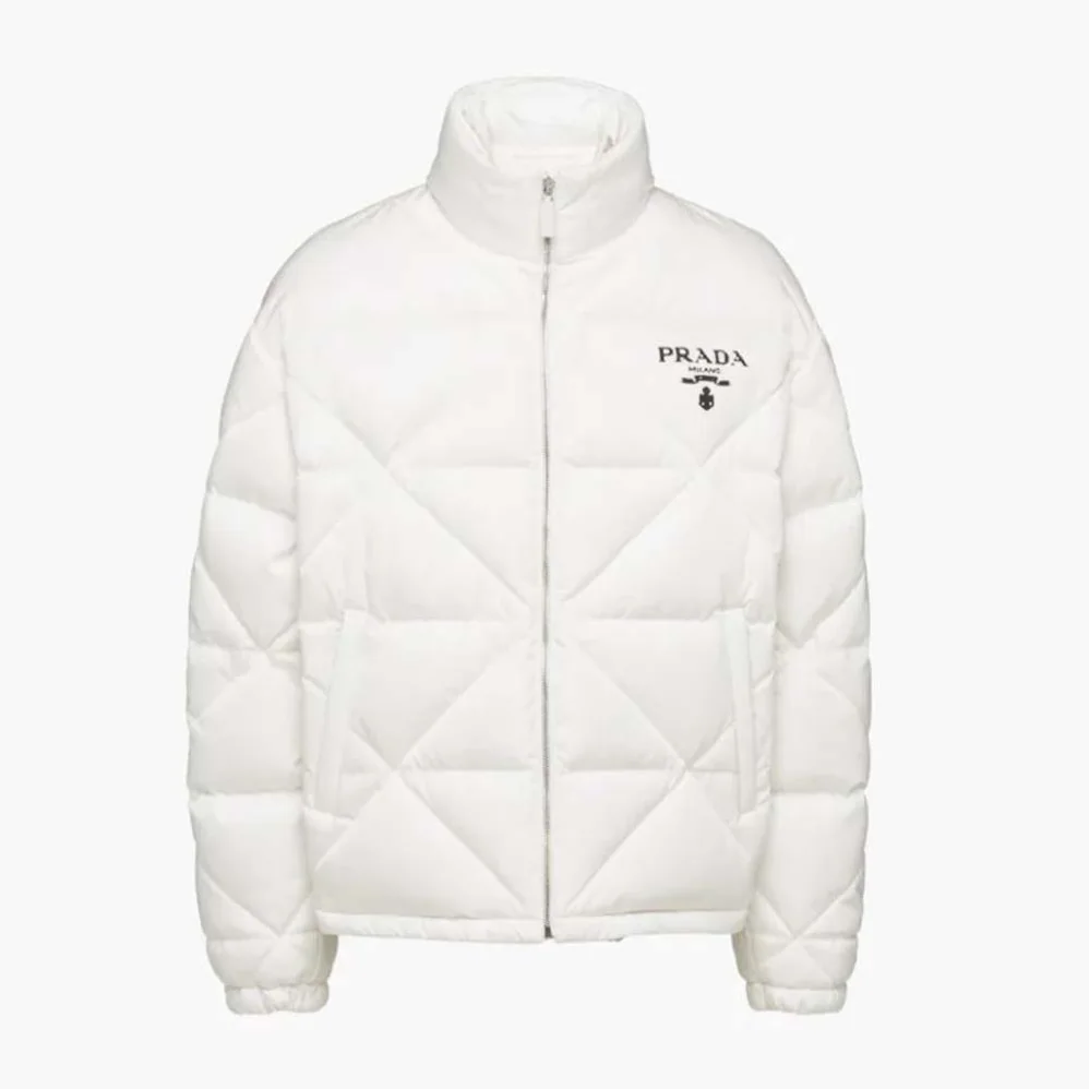 Prada Re-Nylon Down Jacket for Women in White Prada Re-Nylon Down Jacket for Women in White