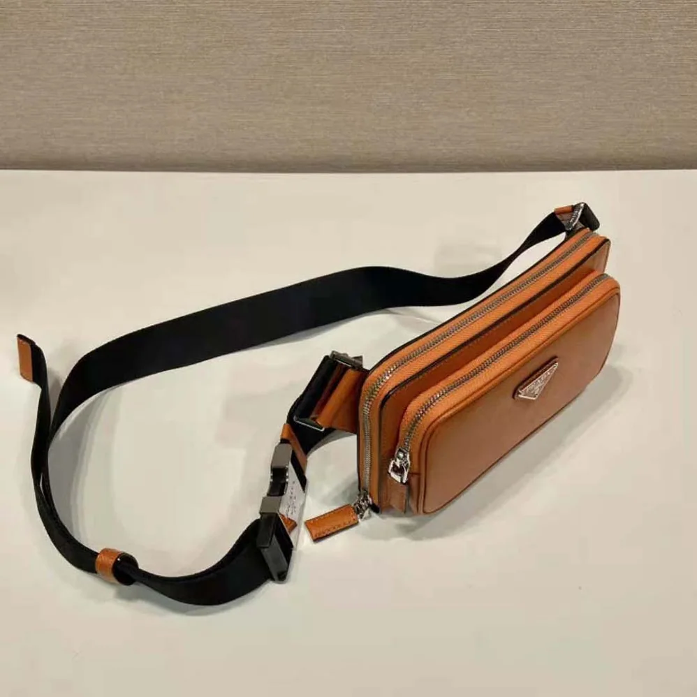 Prada Saffiano Leather Belt Bag for Men in Orange Prada Saffiano Leather Belt Bag for Men in Orange