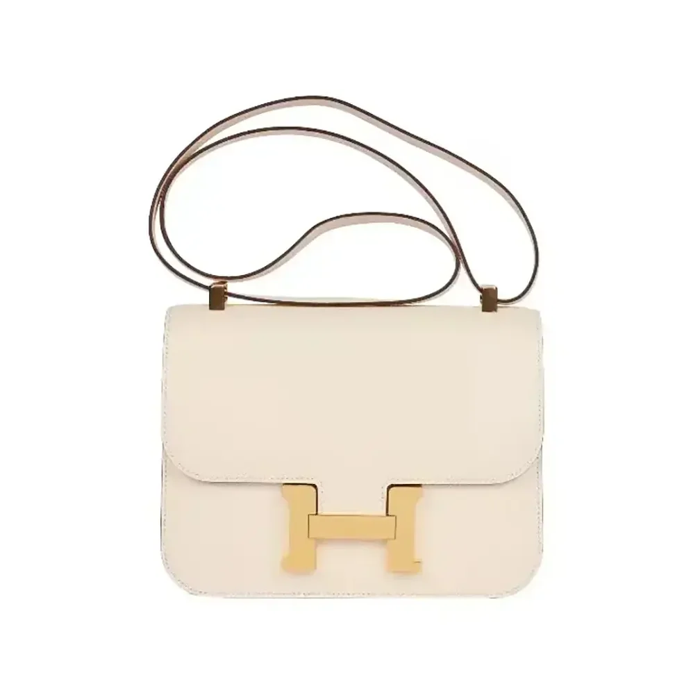 Hermes Constance 18 Bag Epsom Leather for Women in White/Gold