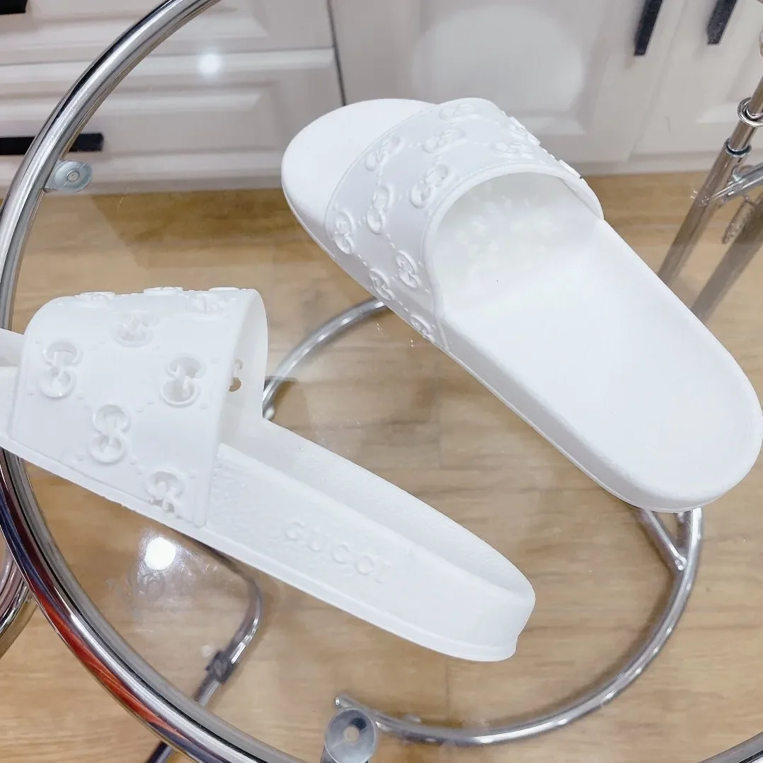 Gucci Rubber GG Slide Sandals White for Women Gucci Rubber GG Slide Sandals White for Women