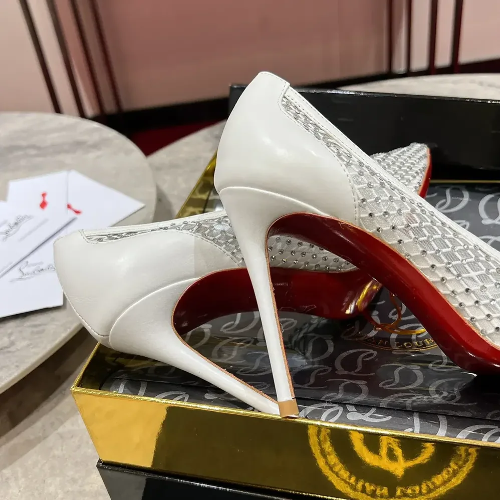 Christian Louboutin Apostropha Mesh Strass 80mm Pumps for Women in White