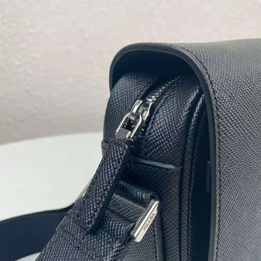 Prada Bag with Saffiano Leather Shoulder Strap for Men in Black Prada Bag with Saffiano Leather Shoulder Strap for Men in Black
