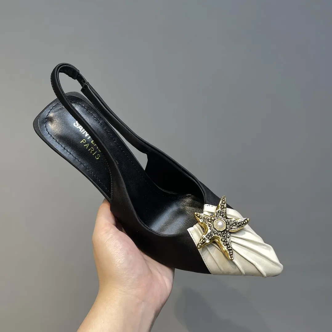 Saint Laurent Silk Slingback Pumps Black YSL Saint Laurent Silk Slingback Pumps Black YSL