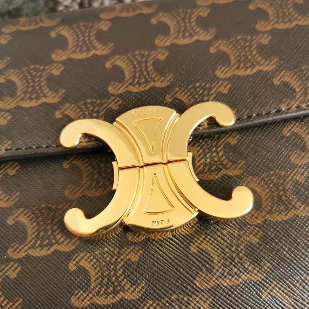 Celine Strap Bag Triomphe in Triomphe Canvas and Calfskin for Women