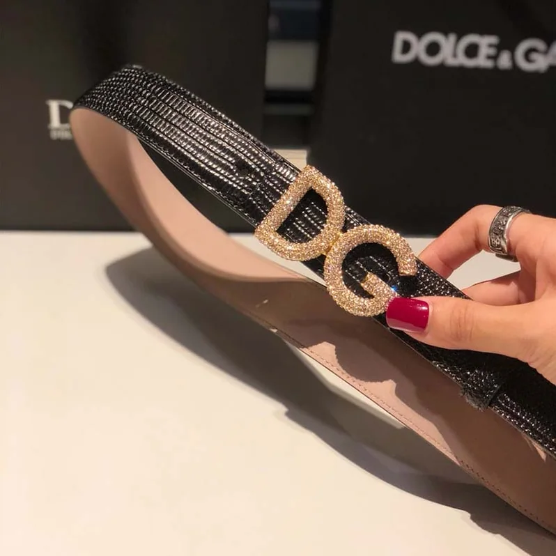 Dolce Gabbana D&G Belt in Iguana Print Calfskin for Women Dolce Gabbana D&G Belt in Iguana Print Calfskin for Women