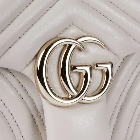 Gucci Marmont Medium Shoulder Bag / Light Grey Light Gold Hardware