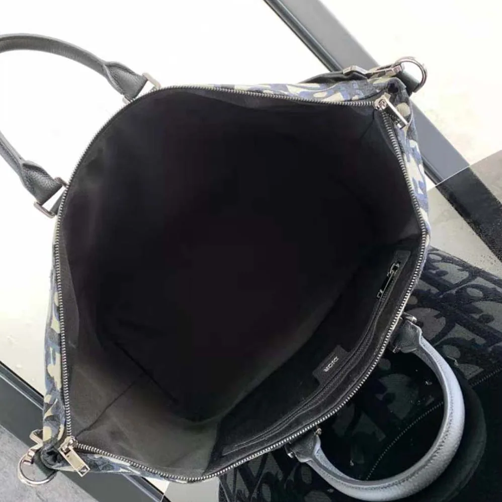 Dior Weekender 50 Bag Beige and Black Maxi Dior Oblique Jacquard for Men