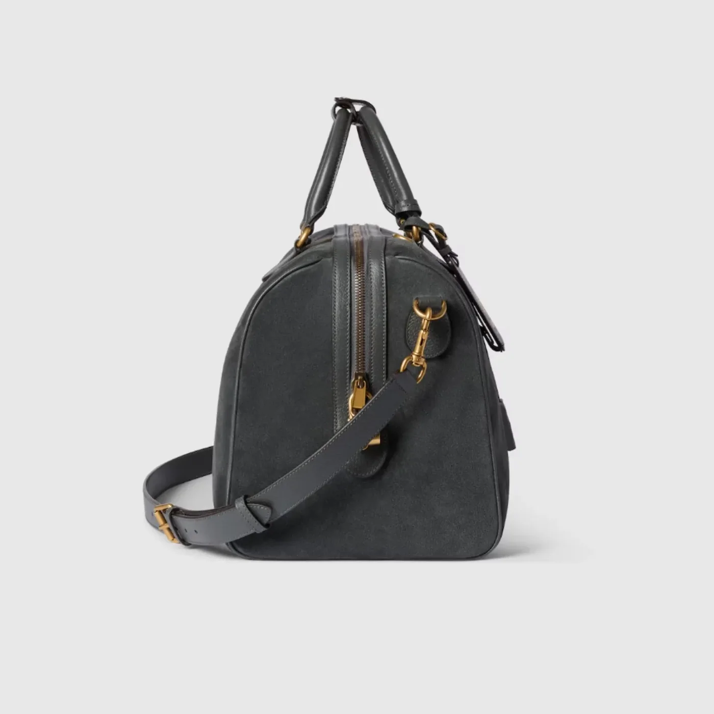 Gucci Savoy Medium Duffle Travel Bag in Dark Grey Gold Hardware Gucci Savoy Medium Duffle Travel Bag in Dark Grey Gold Hardware