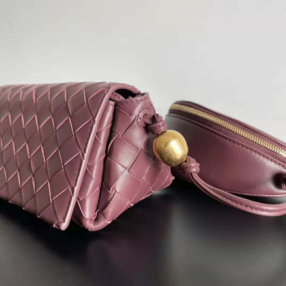 Bottega Veneta Intrecciato Leather Multi Pouch On Strap for Women in Maroon Bottega Veneta Intrecciato Leather Multi Pouch On Strap for Women in Maroon