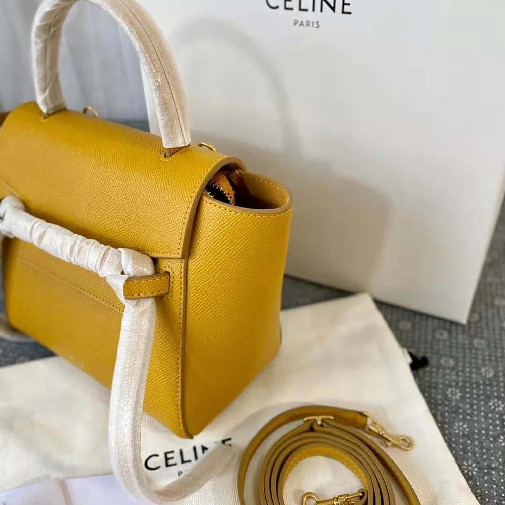 Celine Nano Belt Bag in Grained Calfskin for Women in Yellow Celine Nano Belt Bag in Grained Calfskin for Women in Yellow