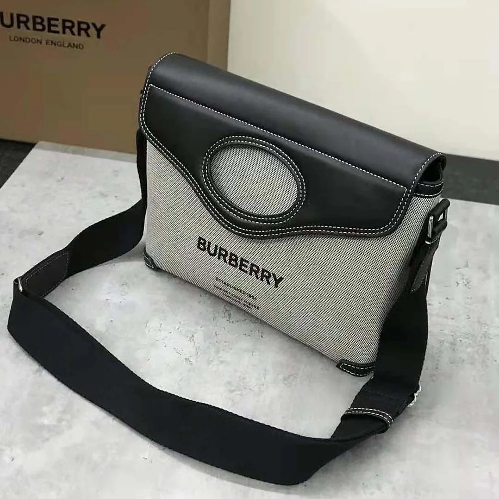 Burberry Horseferry Print Canvas Pocket Messenger Bag for Men