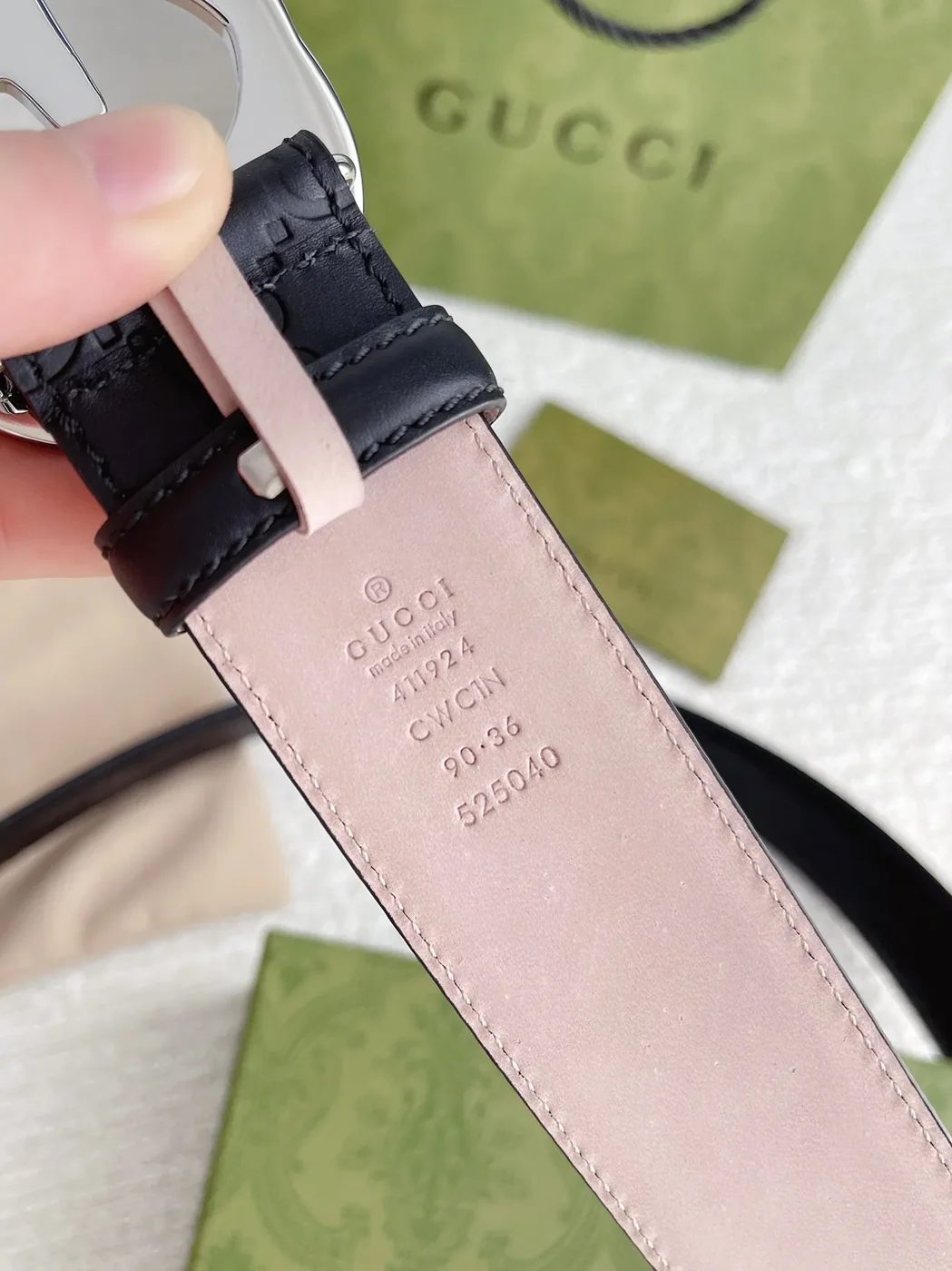 Gucci GG Marmont Embossed Monogram Belt Black With Gold in Toned Buckle