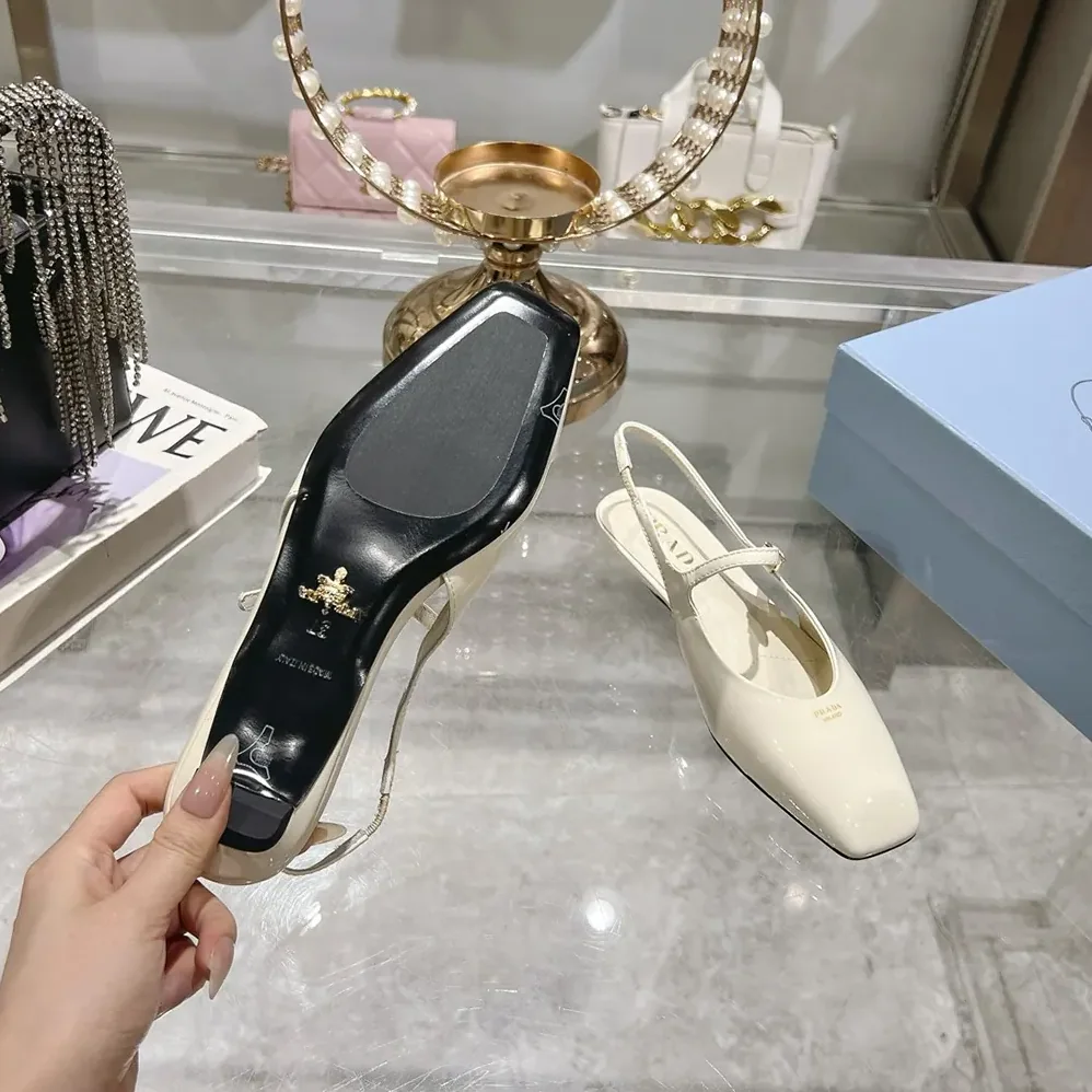 Prada Patent Leather Slingback Ballerinas for Women in White