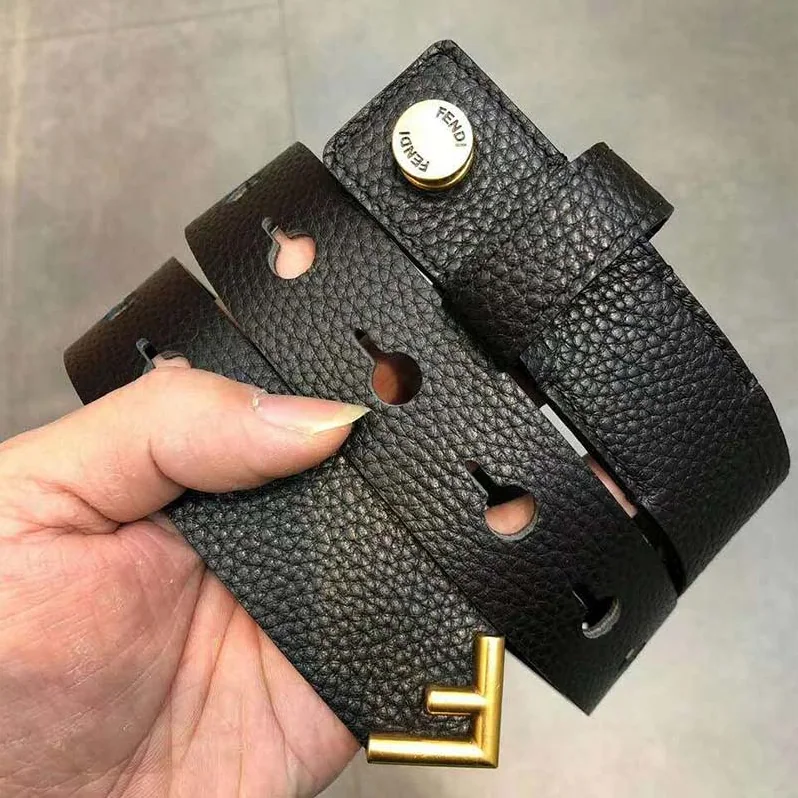 Fendi Long Tie Belt with F-Shaped Tip for Women in Black